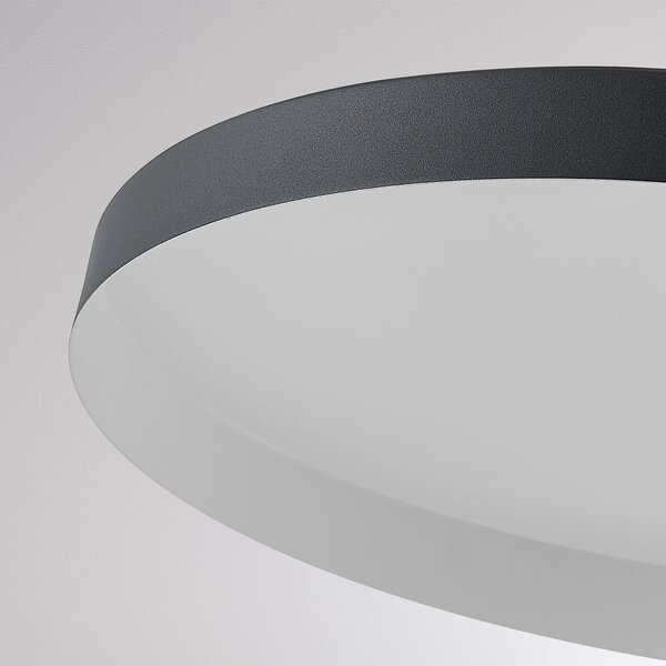 Molto Luce LED-viseča svetilka na tirnici LORA III, črna, Ø 36 cm, 40°, CCT, trifazna, Črna, Dnevna soba / jedilnica, Kovina, Sodobni, Sistem tirnic