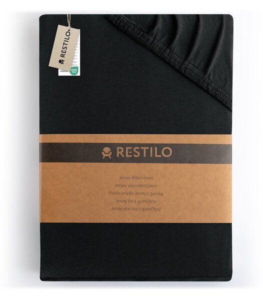 Črna napenjalna rjuha iz jerseyja 180x200 cm Amber – Restilo
