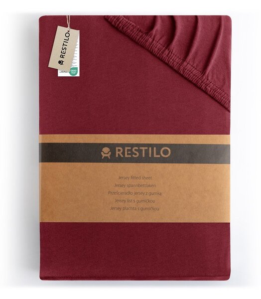 Bordo rdeča napenjalna rjuha iz jerseyja 90x200 cm Amber – Restilo