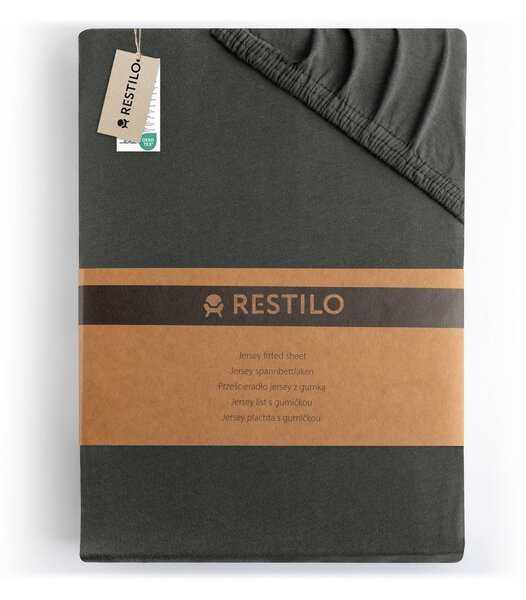 Temno siva napenjalna rjuha iz jerseyja 160x200 cm Amber – Restilo
