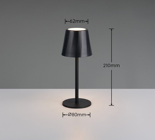 Mat črna LED namizna svetilka s kovinskim senčilom (višina 21 cm) Diaz – Reality