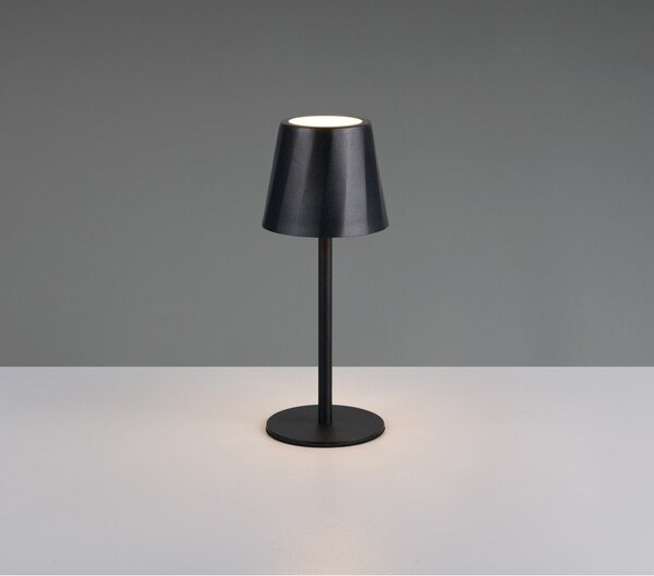 Mat črna LED namizna svetilka s kovinskim senčilom (višina 21 cm) Diaz – Reality