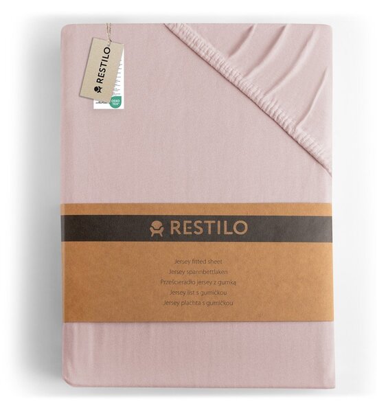 Svetlo rožnata napenjalna rjuha iz jerseyja 90x200 cm Amber – Restilo