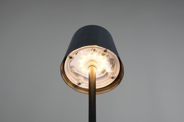 Mat črna LED namizna svetilka s kovinskim senčilom (višina 21 cm) Diaz – Reality