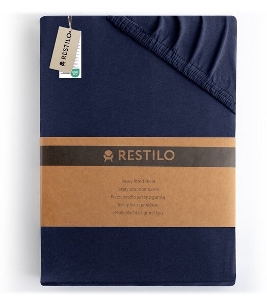 Temno modra napenjalna rjuha iz jerseyja 220x200 cm Amber – Restilo