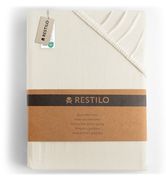 Bela/kremno bela napenjalna rjuha iz jerseyja 220x200 cm Amber – Restilo