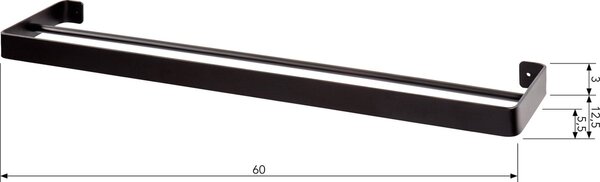 Stenski obešalnik za brisače HANDY 60x12,5 cm, črn