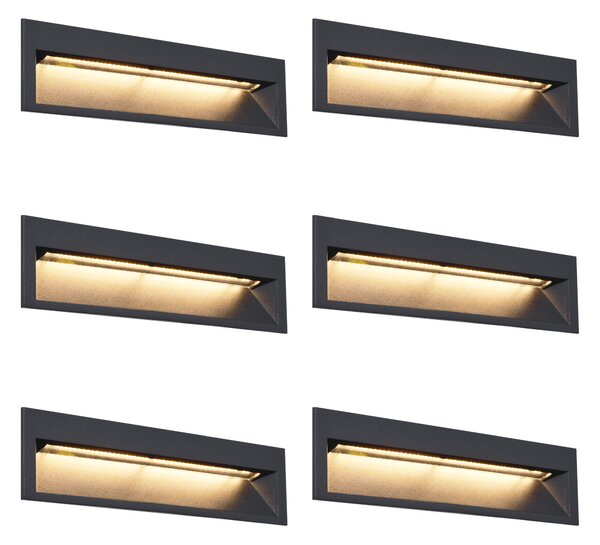 Moderna vgradna stenska svetilka črna 28cm z LED IP65 - Mert