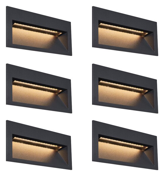 Moderna vgradna stenska svetilka črna 16cm z LED IP65 - Mert