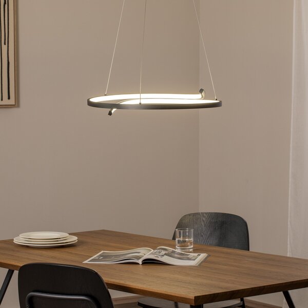 Milagro Lighting LED obesna svetilka Lorenzo, kovina, črna, 4.000 K, Črna, Dnevna soba / jedilnica, Kovina, Sodobni