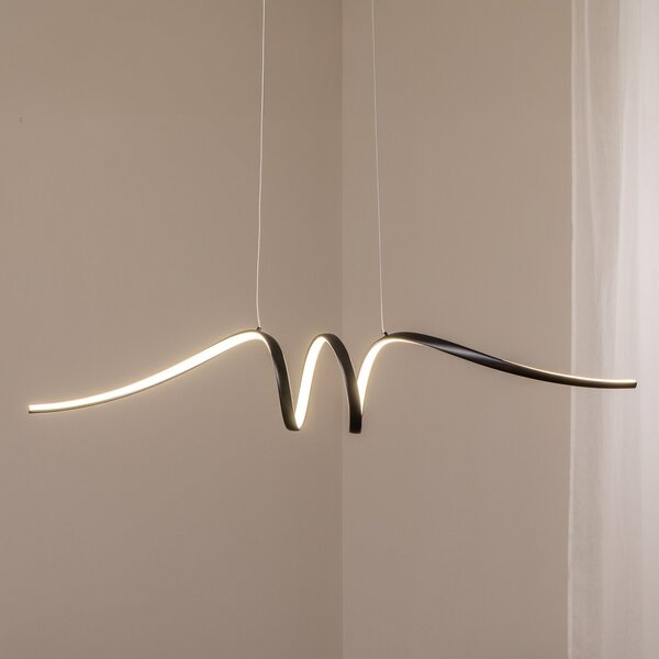 Milagro Lighting LED obesna svetilka Loop, kovina, črna-krom, 4.000 K, Črna, Dnevna soba / jedilnica, Kovina, Sodobni