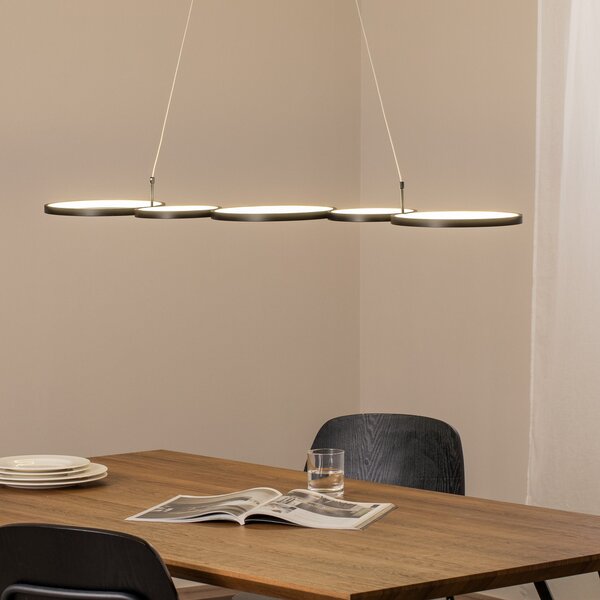 Milagro Lighting LED obesna svetilka Olympia, kovina, črna, 4.000 K, Črna, Dnevna soba / jedilnica, Kovina, Sodobni