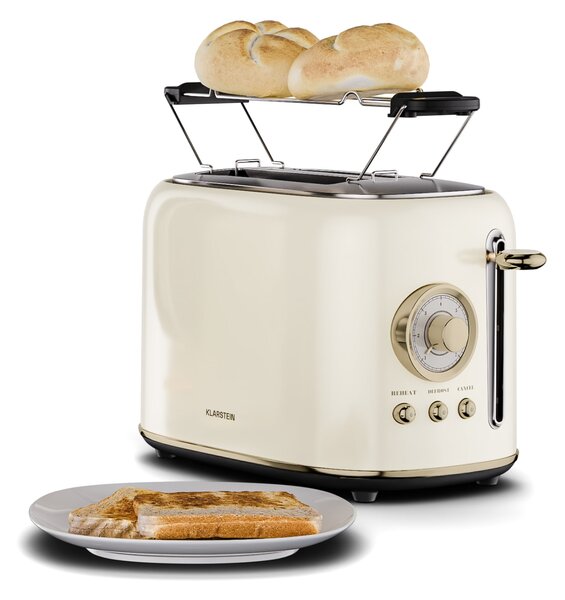 Klarstein Victoria toaster| Toaster za 2 kosa kruha | 800 W | 7 stopenj opekanja | Grelnik za žemljice
