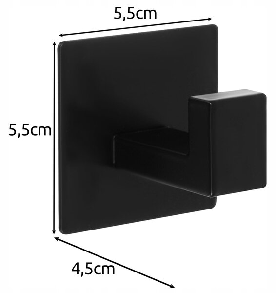 Alu. set 4 črnih samolepilnih stenskih kopalniška kljukic za brisače