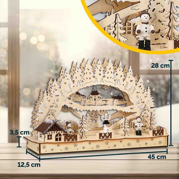 Božični LED lok CLEMENT, 45x12,5x28cm, naravna rjava Monzana