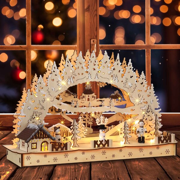 Božični LED lok CLEMENT, 45x12,5x28cm, naravna rjava Monzana