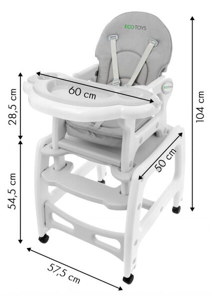 Ecotoys HC-223 Siv večnamenski stol za hranjenje 3v1