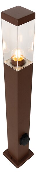 Zunanja svetilka rjavkasto rdeča 80 cm z vtičnico IP44 - Malios