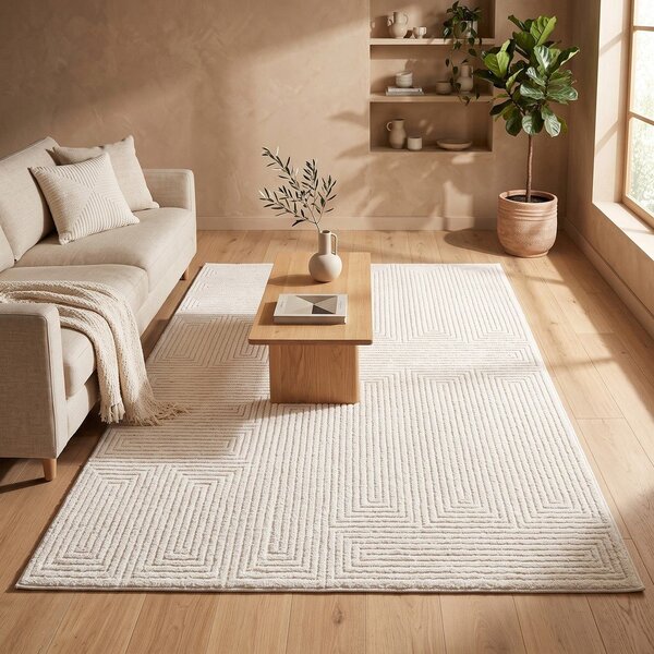 Kremno bela preproga 120x170 cm Labyrinth – ESTE