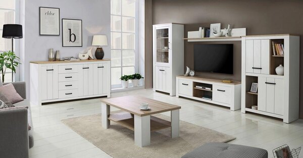 Modern Living Stenska Polica Elara, Bela, Barva Hrasta