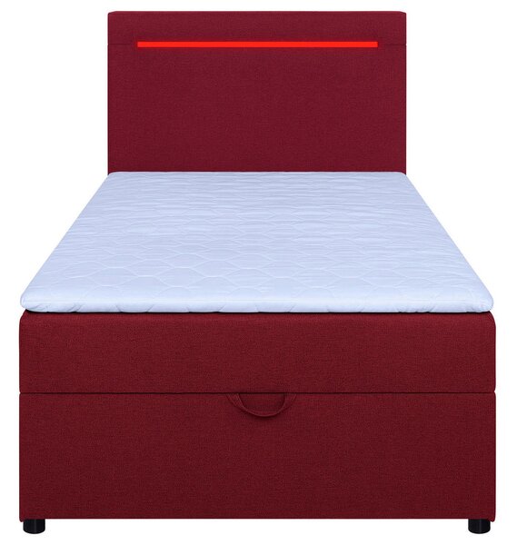 POSTELJA Z VZMETNICO 100 cm x 200 cm , tekstil, leseni material rdeča