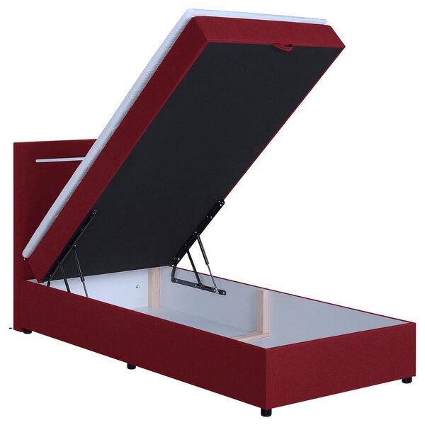 POSTELJA Z VZMETNICO 100 cm x 200 cm , tekstil, leseni material rdeča
