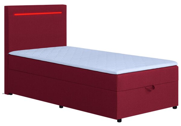 POSTELJA Z VZMETNICO 100 cm x 200 cm , tekstil, leseni material rdeča