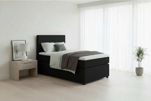 BOXSPRING POSTELJA 90 cm x 200 cm , tekstil, leseni material barve grafita