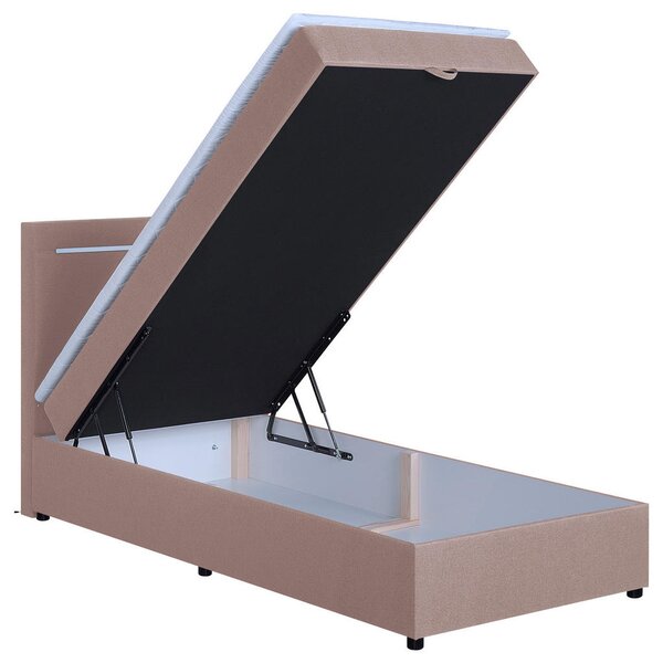 POSTELJA Z VZMETNICO 100 cm x 200 cm , tekstil, leseni material roza
