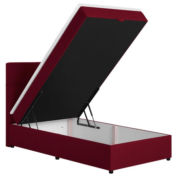 POSTELJA Z VZMETNICO 100 cm x 200 cm , tekstil, leseni material rdeča