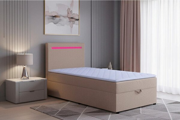 POSTELJA Z VZMETNICO 100 cm x 200 cm , tekstil, leseni material roza
