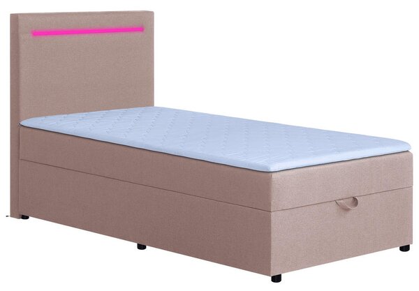 POSTELJA Z VZMETNICO 100 cm x 200 cm , tekstil, leseni material roza