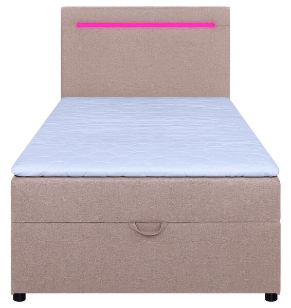 POSTELJA Z VZMETNICO 100 cm x 200 cm , tekstil, leseni material roza