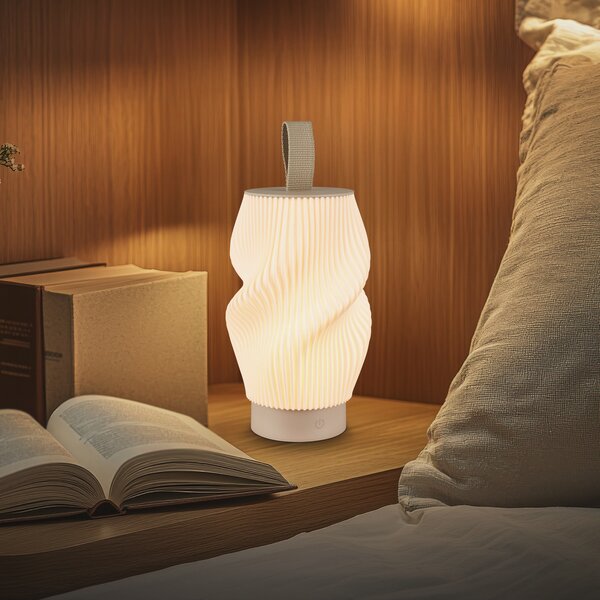 Briloner LED namizna svetilka na baterije Brilo unplugged Tubi, bež/bela, IP44, zatemnjen, Bež, spalnica, Plastika, Sodobni
