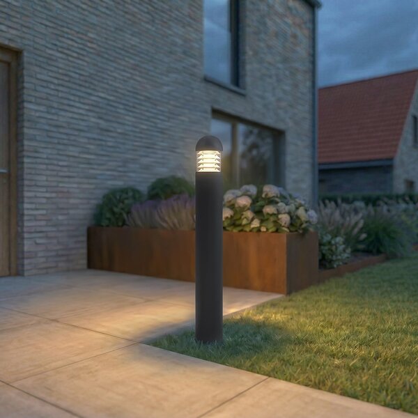 Lucande LED-svetilka Skagena, antracitna, višina 90 cm, IP54, Črna, Aluminij, Sodobni
