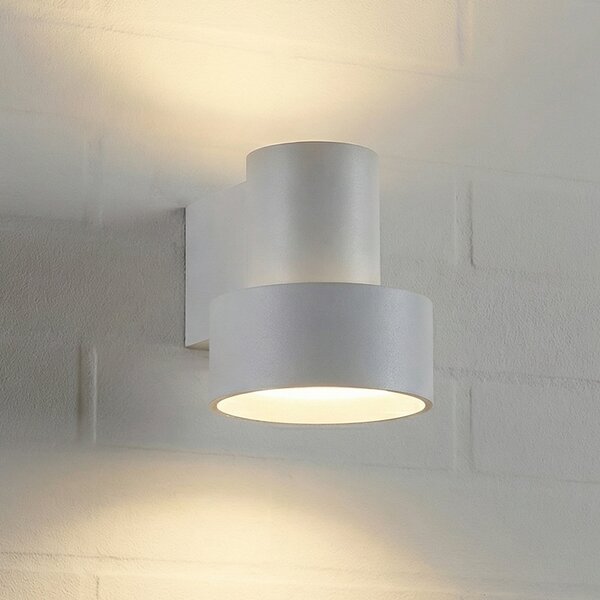 Lucande LED-stenna svetilka za zunanjo uporabo Elune, svetlo siva, IP44,, Siva, Aluminij, Sodobni