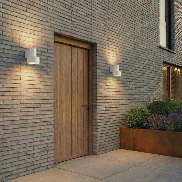 Lucande LED-stenna svetilka za zunanjo uporabo Elune, svetlo siva, IP44,, Siva, Aluminij, Sodobni