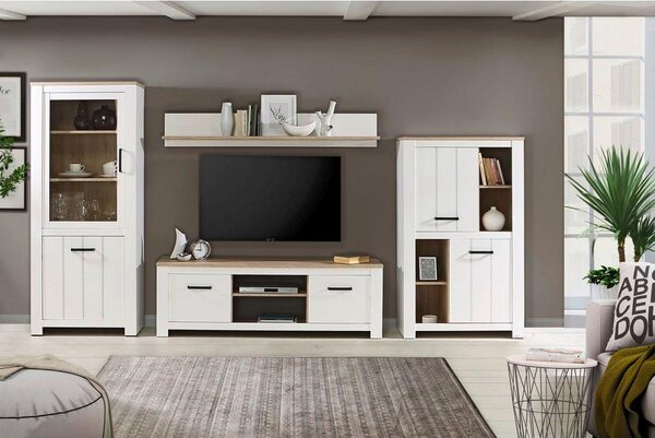 Modern Living Vitrina Elara, Bela, Barva Hrasta