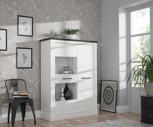 Premium Living Vitrina Montreal, Bela, Barva Pinije