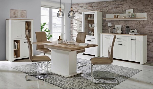 Modern Living Visoka Komoda Elara, Bela, Barva Hrasta