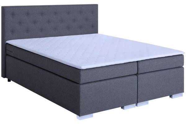 BOXSPRING POSTELJA 180 cm x 200 cm , tekstil, leseni material temno siva