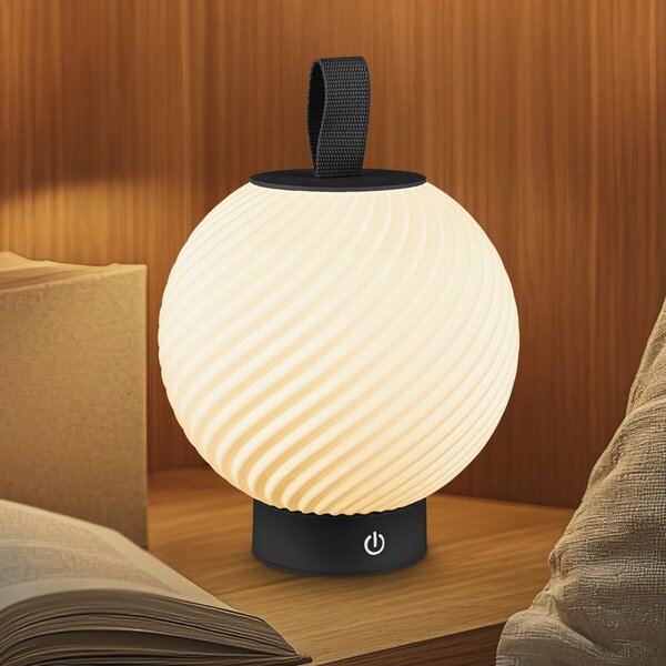 Briloner LED namizna svetilka na baterije Brilo unplugged Globe, črna/bela, IP44, zatemnjen, Črna, Hodnik, Plastika, Sodobni