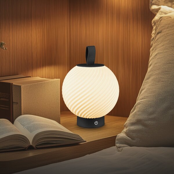 Briloner LED namizna svetilka na baterije Brilo unplugged Globe, črna/bela, IP44, zatemnjen, Črna, Hodnik, Plastika, Sodobni
