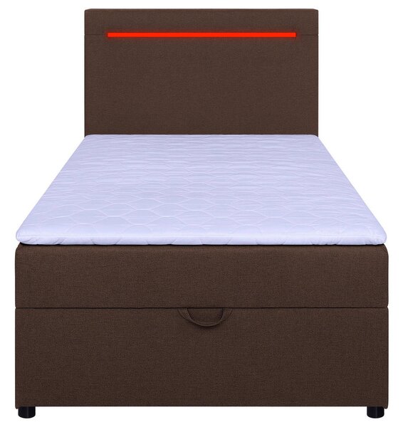 POSTELJA Z VZMETNICO 100 cm x 200 cm , tekstil, leseni material rjava