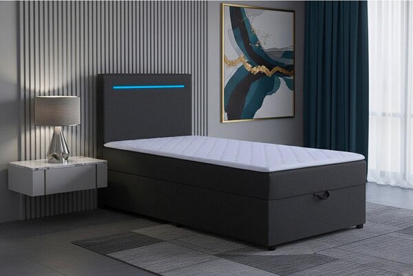 POSTELJA Z VZMETNICO 100 cm x 200 cm , tekstil, leseni material antracit