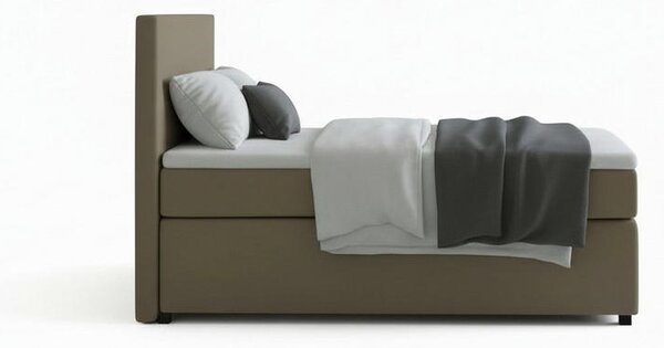 BOXSPRING POSTELJA 90 cm x 200 cm , tekstil, leseni material peščene barve