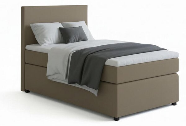 BOXSPRING POSTELJA 90 cm x 200 cm , tekstil, leseni material peščene barve