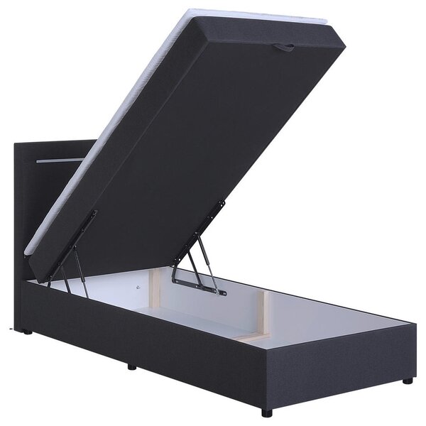 POSTELJA Z VZMETNICO 100 cm x 200 cm , tekstil, leseni material antracit