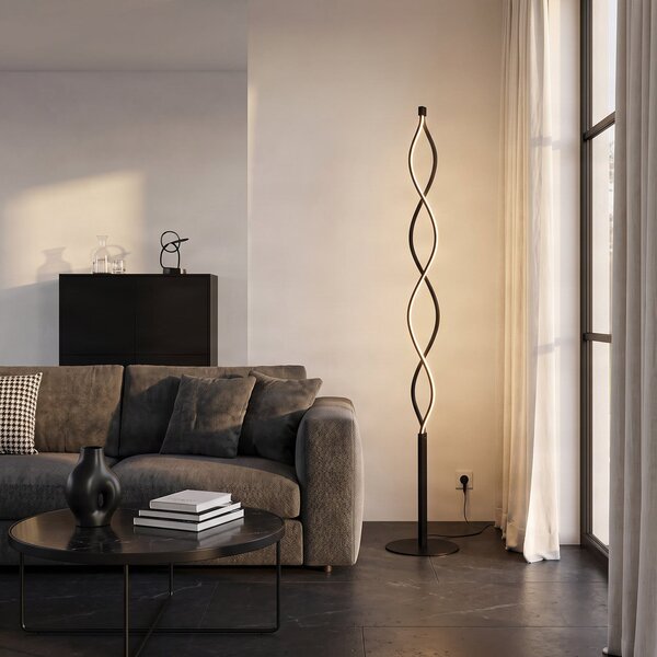 Lindby LED talna svetilka Welina, črna, 150 cm, z možnostjo zatemnitve, zatemnjen, Črna, Dnevna soba / jedilnica, Kovina, Sodobni