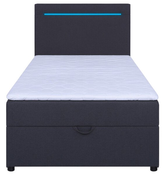 POSTELJA Z VZMETNICO 100 cm x 200 cm , tekstil, leseni material antracit